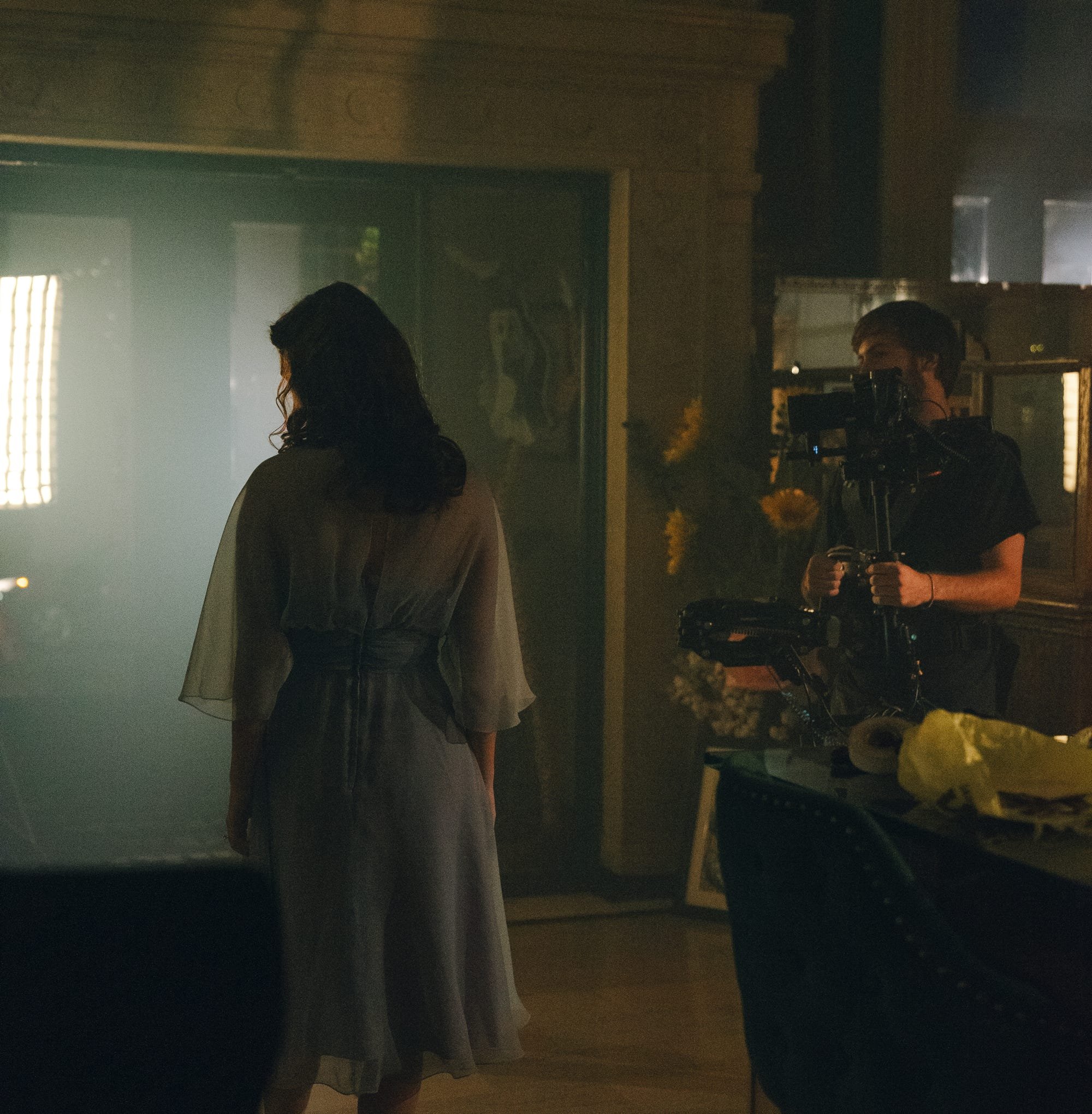 Emily Brinks on the set of "Frankie's"