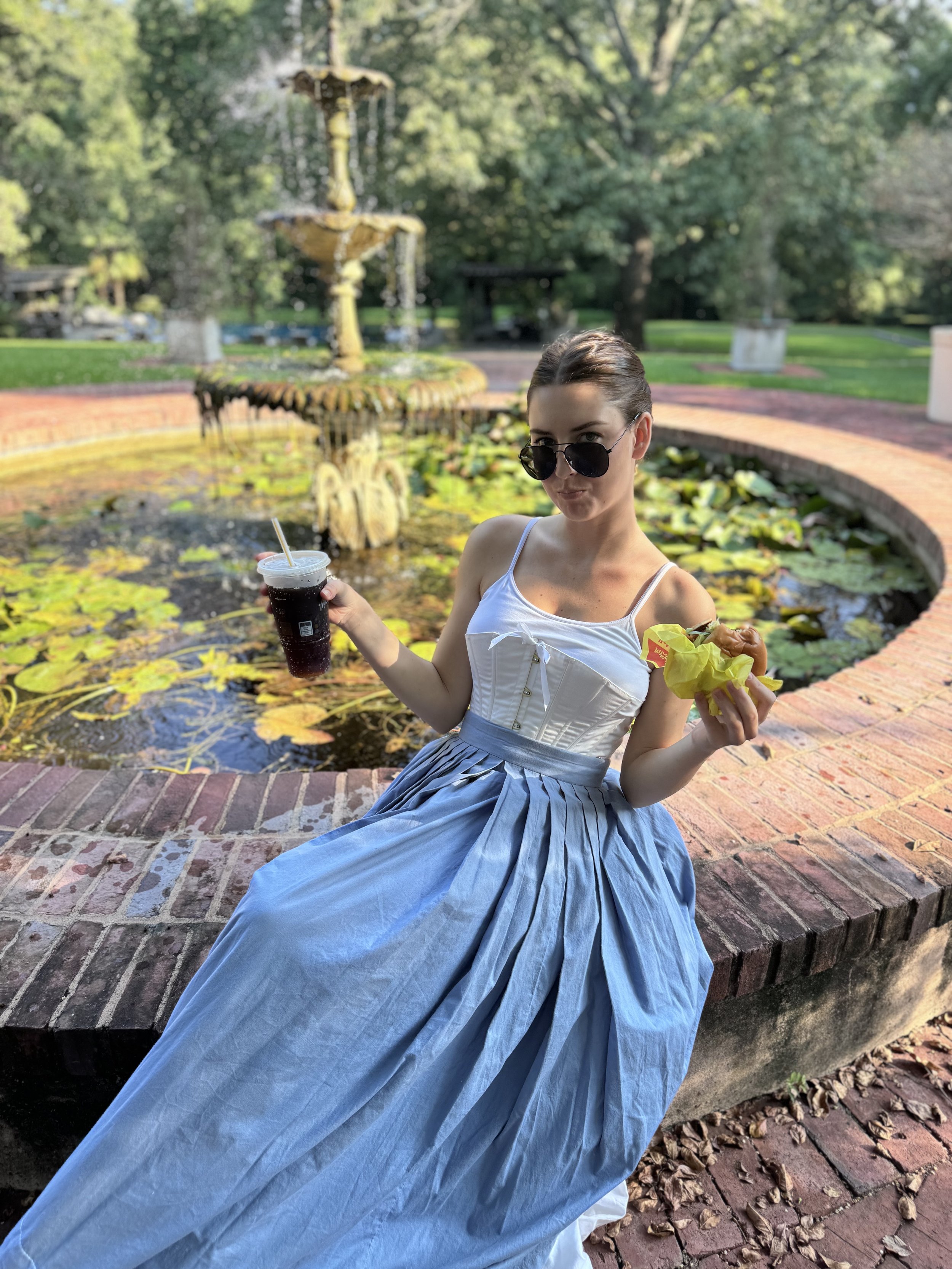 Emily Brinks on the set of "A Traveler's Parable"