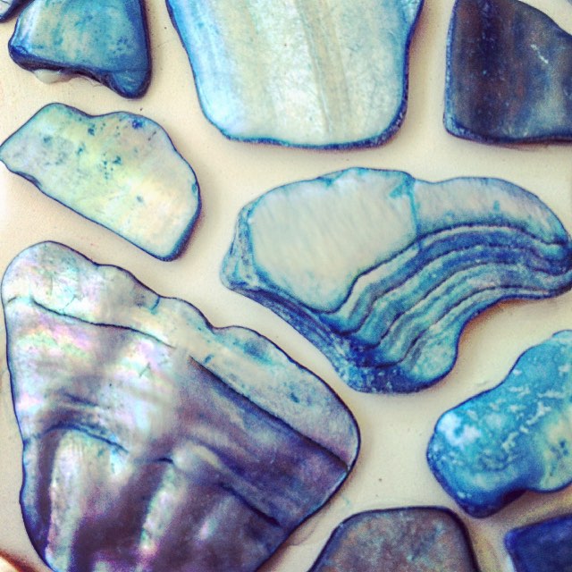 Closeup of #blue shells for today's #mosaic project